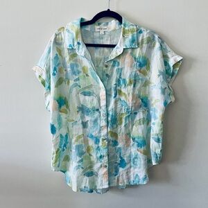 Cloth & Stone Linen Pastel Watercolor Button-Down Top